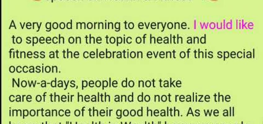 Speech on health – 4 | Speech on fitness | Speech on health and fitness | How to Start a Speech |