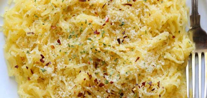 Spaghetti Squash Noodles with Garlic & Parmesan