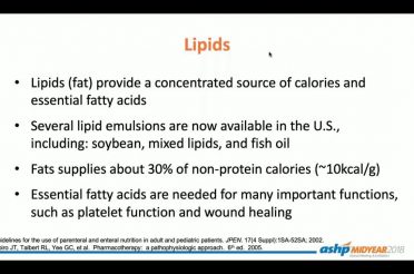 Protein, Carbs, and Fat, oh my! Total Parenteral Nutrition Overview