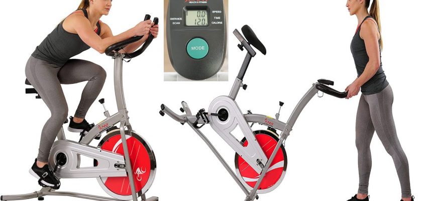 Sunny Health & Fitness Indoor Exercise Stationary Bike with Digital Monitor, 22 LB Chromed Flywheel