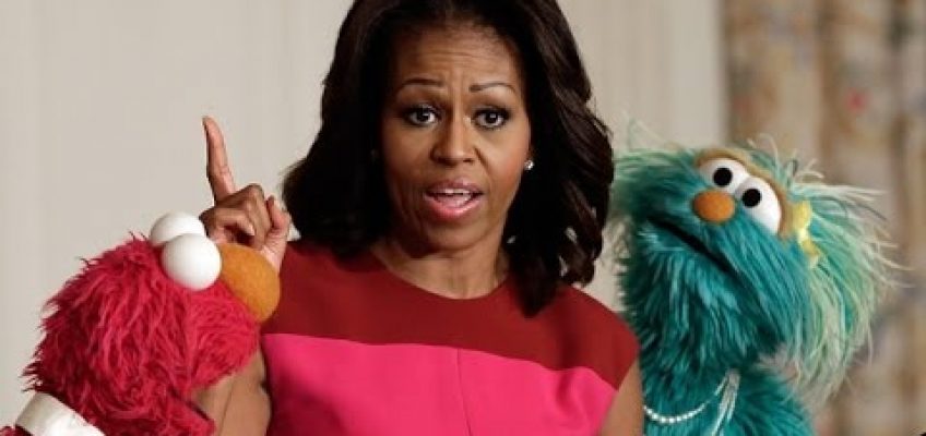 Michelle Obama and Sesame Street puppets promote healthy eating