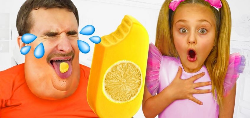 Sasha and Dad learn to eat healthy food, not harmful candies