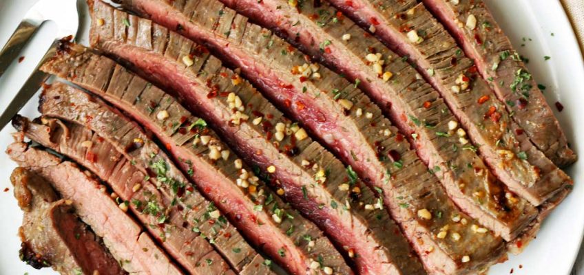 Broiled Flank Steak with Olive Oil and Garlic