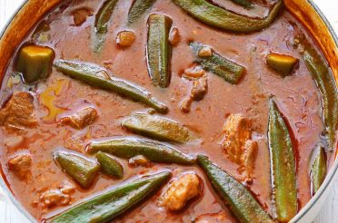 Okra Stew with Beef, Onions, and Tomatoes